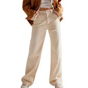 We The Free Women's Khaki Tinsley Baggy High Rise Straight Leg Jeans 31 NWOT